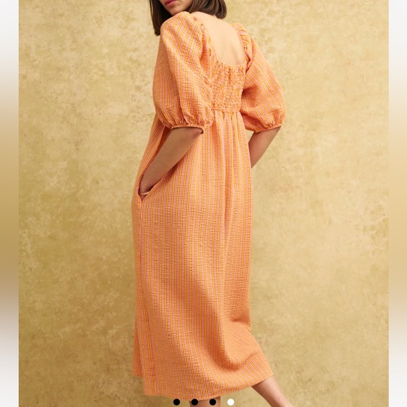 Nobody’s Child Orange and Pink Stripe Midi Dress - Picture 2 of 6